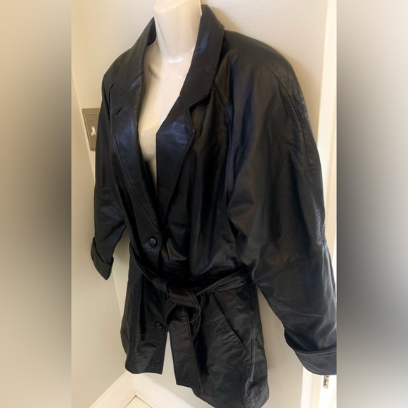 Vintage Wilsons Genuine Leather Belted Jacket Coat with removable zip lining S - Picture 5 of 10